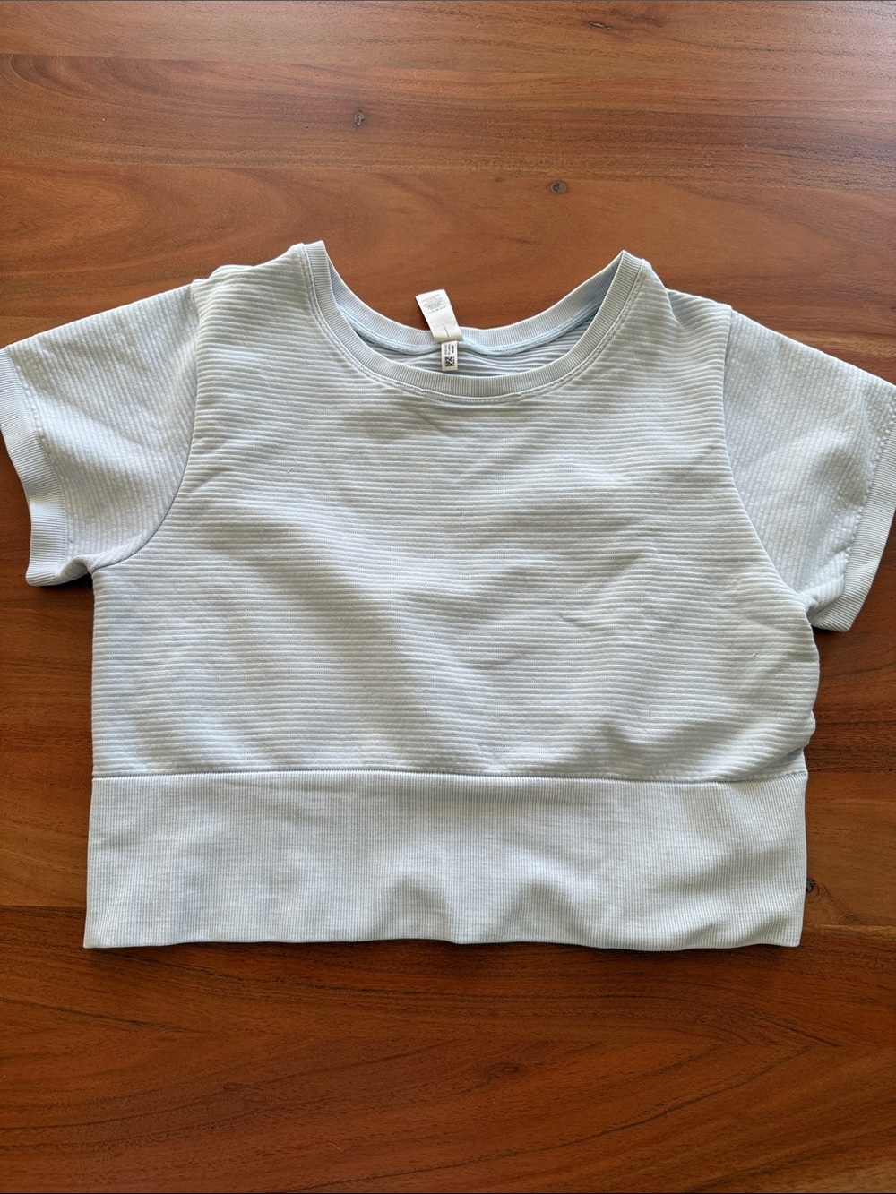 Offline by Aire Women’s Short-Sleeve Ribbed Crop Top - Light Blue